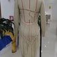 Women's Crochet Swimsuit Cover Up Sequin Embellished Sleeveless Halter Knit Mini Dress Cut Out Beach Tassel Hem Dress
