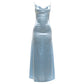 Backless Bead Patchwork Satin Dress Women Elegant Swing Collar Sleeveless Trend Fashion Classic Party Club Bodycon