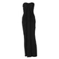 Elegant Strapless Ruched Wrap Maxi Dress Black Burgundy Evening Gown Party Dresses Woman Clothing