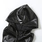 PU Hooded Tank Tops Women Y2K Side Split Sexy Hipster Zip Bandages Leather Hipster Streetwear Wild Basic Summer Vest