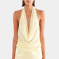 Women Trendy Halter Tops Summer Ruched Cowl Neck Backless Sleeveless Shirts for Streetwear Aesthetic Grunge Clothes