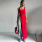 Sexy Sleeveless High Split Long Dresses Street Fashion Asymmetrical Summer Dress Women 2024 Red Black Vestidos