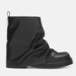 Women's New Autumn and Winter Calf Boots with Pleated Thick High Heels and Fashionable Oversized Street Leather Mid Leg Boots
