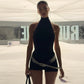 Black Backless Halter Playsuit Romper One Piece Jumpsuit Sexy Club Outfits 2026 Woman Summer Clothing