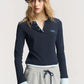 Women's Henley Ringer T-Shirt with Contrast Trim, Long Sleeve Casual Slim Top for Everyday Wear