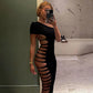 Sexy Women's One Shoulder Side Cut Out Maxi Dress Solid Color Bodycon Evening Gown Party Clubwear Long Dress