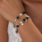 2Pcs/Set Aesthetic Ribbon Imitation Pearl Bracelets for Women Beads Acrylic Star Pendant Bangles Wedding Jewelry New