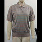 Women Summer Striped Knit Top Short Sleeve Button Casual Knitted T Shirt Vintage Contrast Stripe Basic Pullover