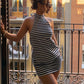 Women Summer Mini Dress Casual Sleeveless Halter Neck Backless Dress Solid Color Loose Fit Beach Party Club Short Dress