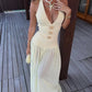Halter Backless Sexy Maxi Dress Women Gown Fashion Starfish Decoration Deep V Neck Sleeveless Beach Club Party Dresses