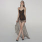 Leopard Print Elegant Party Dresses Sexy Open Back Sheer Ruffled Mesh Maxi Dress Fashion 2026 Woman