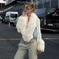 Faux-fur Collar Deep V Neck Long Sleeve Bodysuits & One Pieces Bodycon Top Women' S Clothing Winter 2026