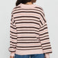 Women Y2K Striped Sweater Long Sleeve Color Block Lapel V Neck Knit Jumper Tops Winter Warm Oversized Sweater