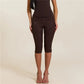 Elegant Women Floral Embossed Lace Capri Leggings High Waist Slim Stretch Knee Cropped Pants Solid Daily Casual Bottoms