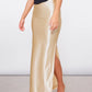 Satin Long Skirt Elegant High Waist Side Split Maxi Skirts Party Sexy Clothes for Women Summer