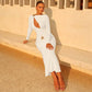 Hardwear Detail Hollow Long Sleeve Maxi Dress for Woman Elegant White Party Dresses Fall Clothes 2025