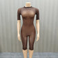 See Through Romper Women Sexy Fashion Half Sleeve Turtleneck Simple Hottie Chic Trend Midnight Street Club Playsuits