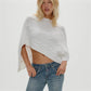 Women Asymmetrical Knit Poncho Cable Knitted Wrap Shawl Sweater Crochet Y2K Fall Cape Tops Vacation Beachwear