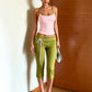 Sweet Hottie 2 Piece Set Women Simple Low-Neck Line-Patchwork Tank Top+Bandages Bow Capri Pants Fashion Street Suits