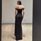 Elegant Satin Off Shoulder Long Maxi Dresses 2025 Woman Graduation Dresses Evening Party Gown Red Black