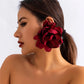 Exaggerated Large Fluffy Fabric Flower Stud Earrings for Women Elegant Petal Earring Trendy Y2K Jewelry Wed Accessories