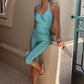 Fashion Satin 2 Piece Set Women Sexy Cross Halter Backless Bandages Tank Top+Capri Pants Trend Street Party Suits