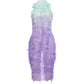 See Through Tank Dress Women Tassel Gradient Print Sexy Coquette Banquet Birthday Party Clubwear Stretch Mid Bodycon