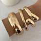 Gold Color Hip Hop Wide Stackable Bracelets Set for Women Fashion Punk Water Drop Bangles Jewelry Gift 3 Styles