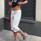 Women Low Waist Drawstring Capri Sweatpants Loose 3/4 Length Cropped Casual Pants Y2K Streetwear Daily Loungewear