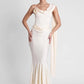 Satin Backless Sexy Maxi Dress Women Elegant One Spaghetti Strap Sleeveless Ruched Waist Club Party Mermaid Long Dress