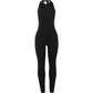 Backless Halter Jumpsuit Women Sexy Halter Bandage Skinny Stretch Sleeveless Activity Clubwear Workout Fit Overalls