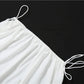 Bandage Elegant 2-Piece Set Women Slash Neck Puff Sleeve t-Shirt+Elastic Waist Long Simple Skirt Vacation Sweet Suit
