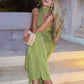 Halter Strapless Sexy Maxi Dress For Women Fashion Green Off-shoulder Backless Sleeveless Bodycon Elegant Long Dress