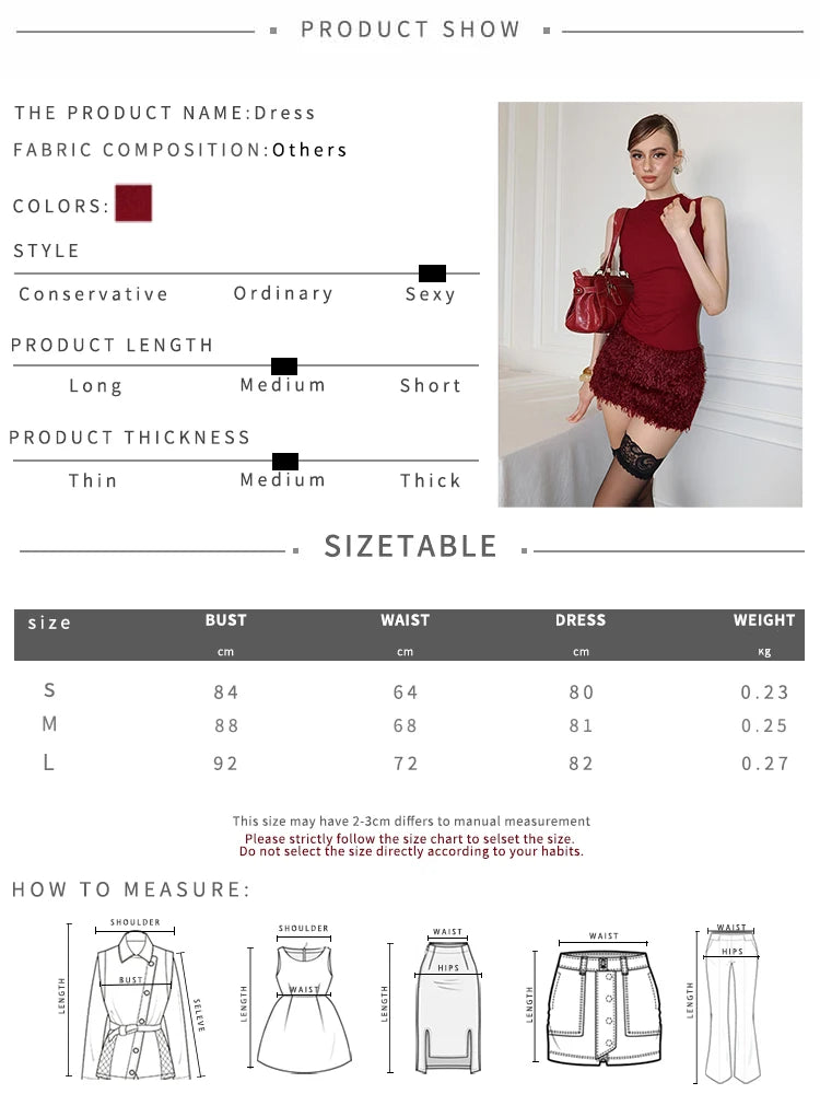 Christmas Plush Hem Dress Women Sleeveless Patchwork o-Neck Skinny Elasticity Fashion Classic Prom Party Mini Bodycon
