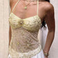 Pentagram Sequin Camisole Women Patchwork Mesh Folds Low-Neck Halter Bandage Sexy Midnight Hottie Summer Clubwear