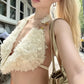 Furry Tassel Decoration Tank Tops Woman Sequin Patchwork Halter Swing Collar Backless Summer Street Fashion Vests