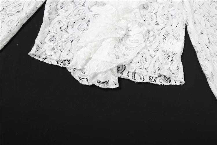 Sexy Jacquard 2 Piece Set Women Elegant Ruffles V-Neck Crop Tops+Tierred Cake Skits Autumn Midnight Party Clubwear