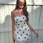 Polka Dot Print Dress+Silk Scarf Women Sexy Fashion Mesh Patchwork Hem Sleeveless Elegant Trend Party Club Bodycon