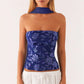 Women Y2K Sequin Tube Top with Scarf Sexy Backless Pearl Embellished Beaded Cami Bling Glitter Rhinestone Camisole