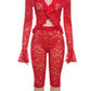 Jacquard Sexy Women 2 Piece Set Coquette Full Sleeve Ruffles Crop Tops+Bike Shorts Matching Clubwear Summer Outfits