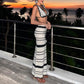 Chic Women 2Pcs Knit Skirt Outfits Stripe Print Crop Tank Tops with High Waist Slim Long Skirt Set Beach Holiday Clothes