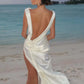 Satin Backless Sexy Maxi Dress For Women Elegant Rose Thigh High Split Beach Holiday Long Dress Gorgeous Club Gown