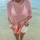 Boho Beach Vacation Pullovers Tees Summer Irregular Knitted Cover-ups Crop Tops Y2k Aesthetic Vintage Smocked T-shirt