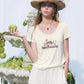 Women's Holiday‑Themed T‑Shirt with Cheetah Graphic Print, U‑Neck Short Sleeve Slim Fit Tee for Summer Casual Daily Wear