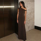 Twisted One Shoulder Sleeveless Maxi Dresses for Elegant Woman Brown Sexy Party Outfits