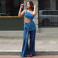 One Shoulder Cut Out Maxi Dress See Through Lace Skirt Two Piece Set for Women Elegant Party Dresses