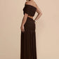 Women 2 Piece Set Elegant Strapless Crop Top And High Waist Split Maxi Skirt Sets Female Ruched Beach Club Party Sets