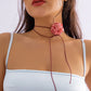 Exaggerated Goth Big Rose Flower Clavicle Chain Necklace for Women Romantic Kpop Adjustable Bowknot Choker Dinner Party Jewelry