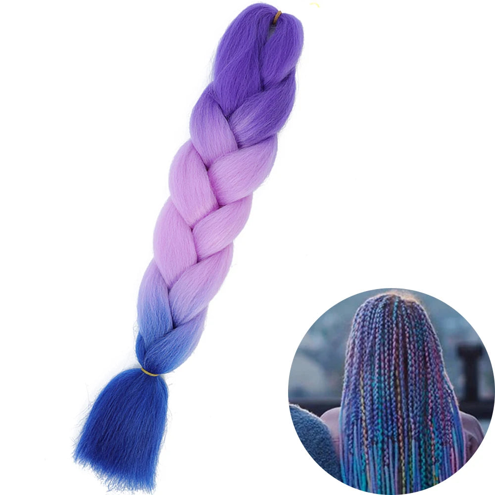 Synthetic Jumbo Braiding Hair Extension 24 Inch Heat Resistant Fiber In Bulk Ombre Jumbo Braids Hair For Black Women