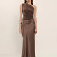 Satin Inclined Shoulder Sexy Maxi Dress Women Fashion Patchwork Sleeveless Backless Bodycon Evening Club Party Dress